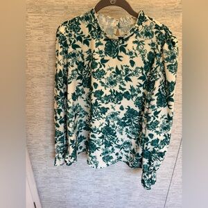 SHEIN Green Floral Print Blouse